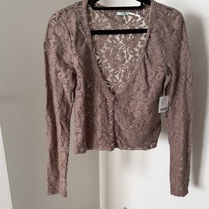 UO: Kimchi Blue Lace Blouse in Mauve